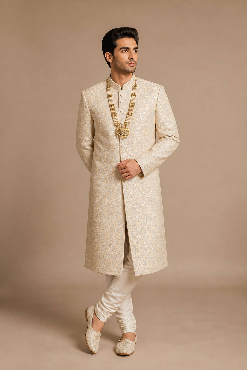 Beige Indo-western Sherwani